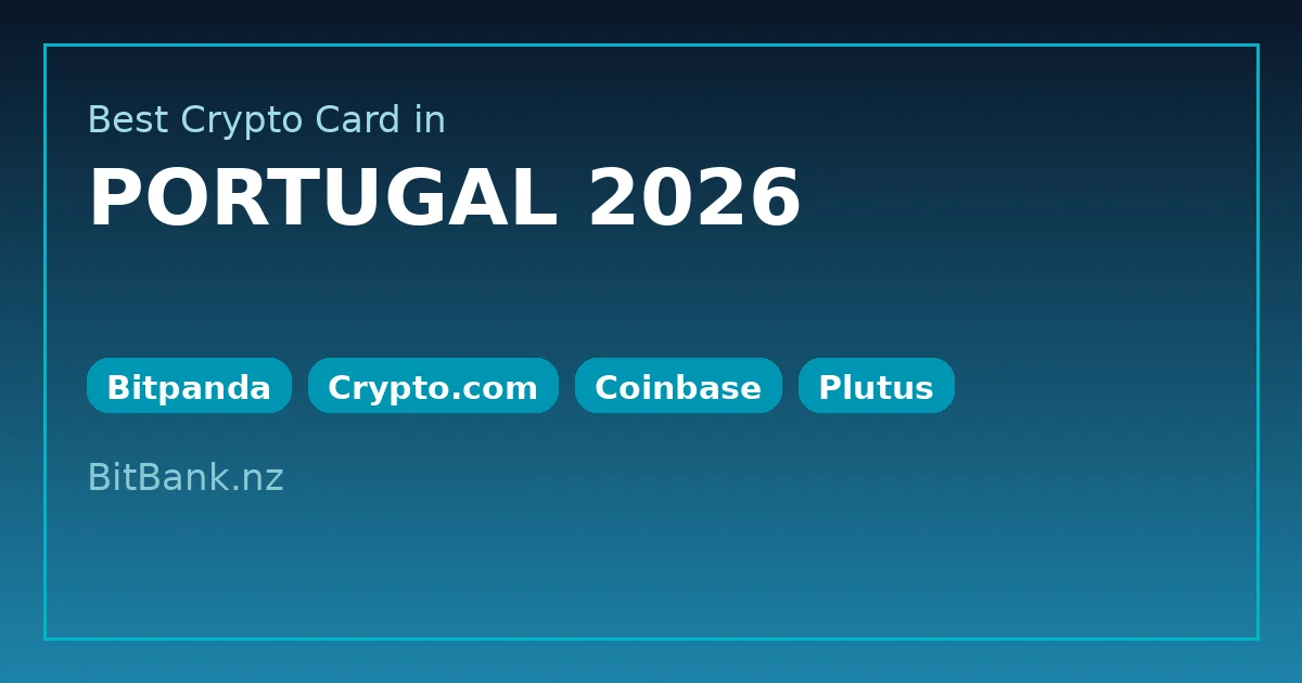 Best crypto card Portugal 2026 OG image: Bitpanda, Crypto.com, Coinbase, Plutus